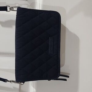 Vera Bradley Blue Quilted Crossbody Multi Pocket Zip Around Purse Wallet  RFID​